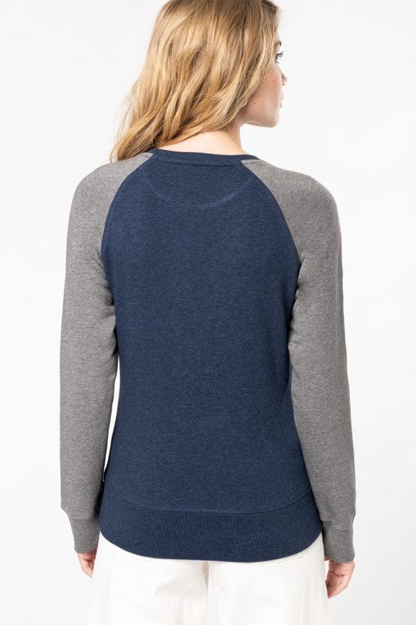 Sweat-shirt French Terry Bio bicolore col rond manches raglan femme – Image 3