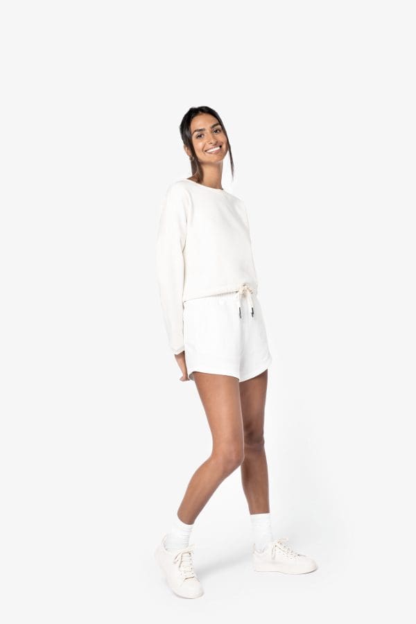Sweat-shirt écoresponsable à col rond oversize crop femme – Image 3