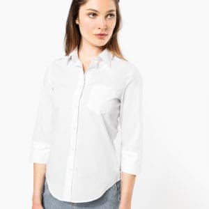 Chemise popeline polycoton manches 3/4 entretien facile femme
