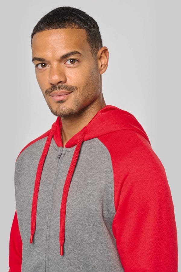 Veste molleton zippée capuche bicolore unisexe – Image 6051